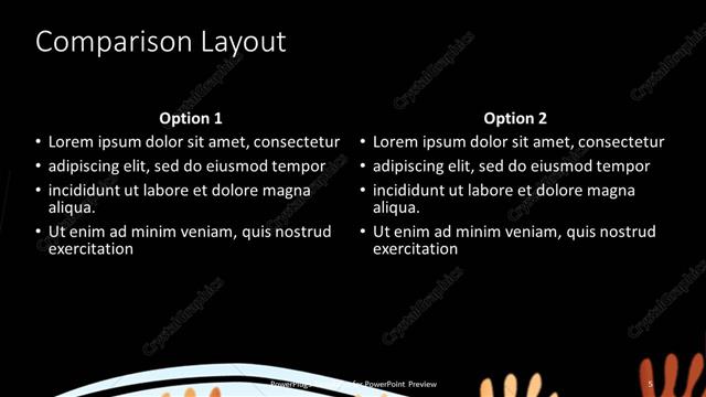 Comparison presentation slide layout