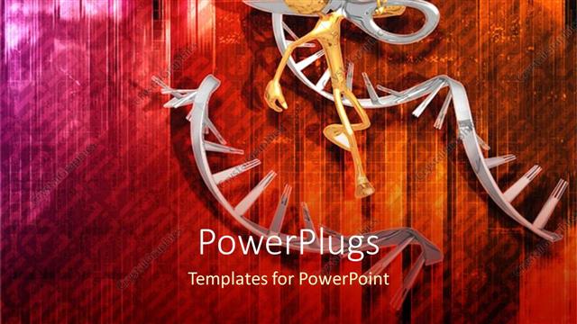  Presentation with molecules - DNA molecules cut in middle by man with scissors