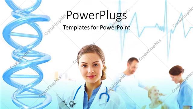  Presentation with medical dna - DNA strand with medical doctor and nurse attending to patient