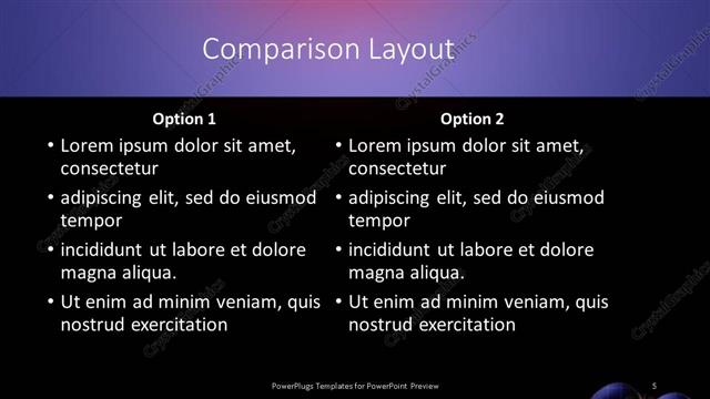 Comparison presentation slide layout