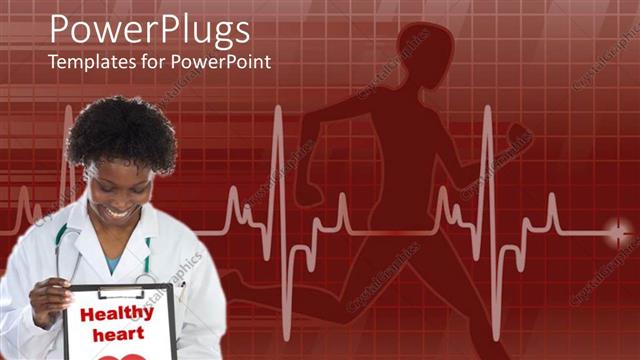  Presentation with heartbeat - A doctor holding the sign of healthy heart with heartbeat line in the background