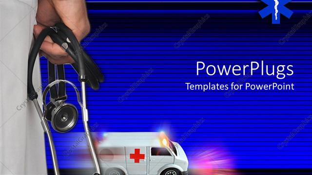  Presentation with ambulance - Doctor holding a stethoscope with an ambulance moving fast