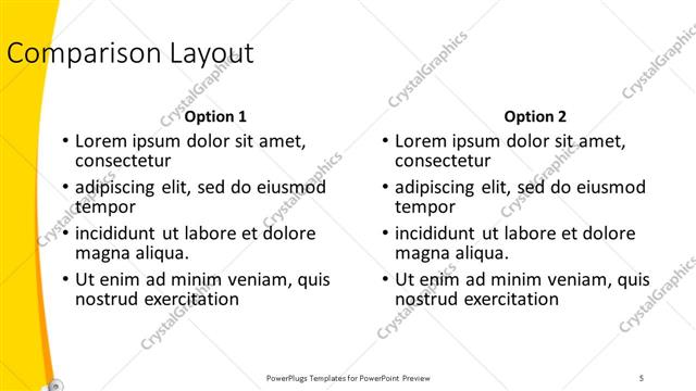 Comparison presentation slide layout