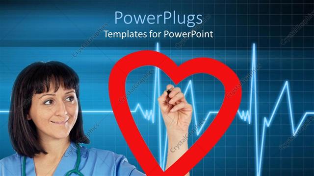  Presentation with heartbeat - A doctor making the heart with a heartbeat line in the background
