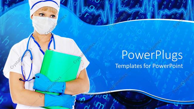  Presentation with files - Doctor with mask, stethoscope and surgery gloves, holding report files