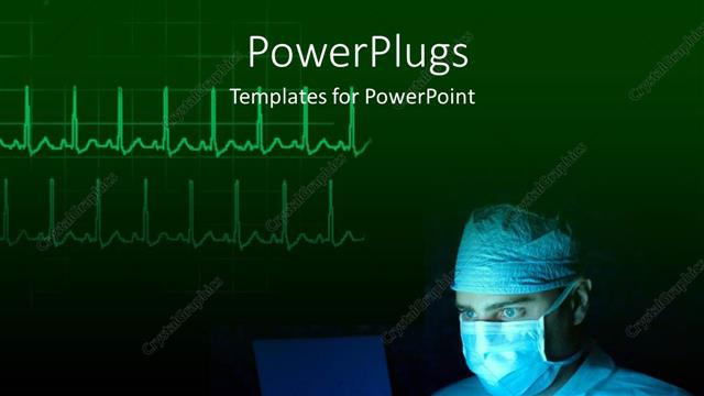  Presentation with nose - Doctor with nose mask examining scan on computer monitor with pulse in background