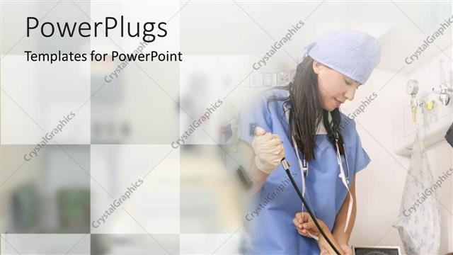  Presentation with patients - Doctor with a sphygmomanometer taking a patients blood pressure