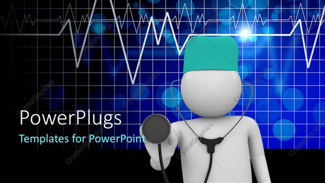  Presentation with physician - Doctor with stethoscope in foreground with ECG effect