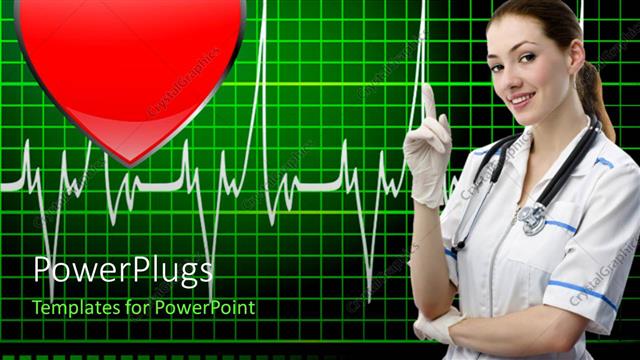  Presentation with pulse - A doctor with a stethoscope and a heart in background
