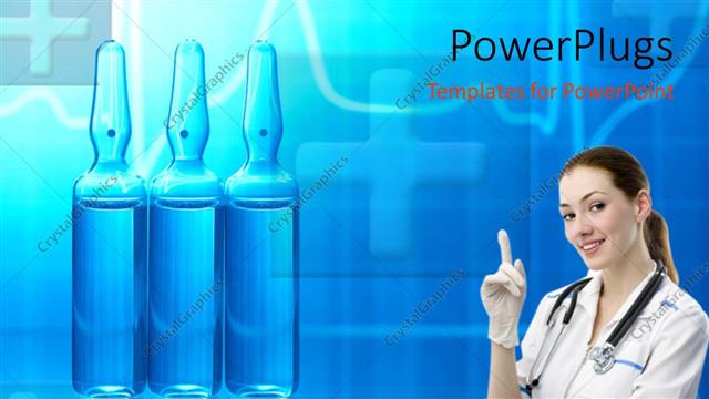  Presentation with doctor - A doctor with vaccinations in the background