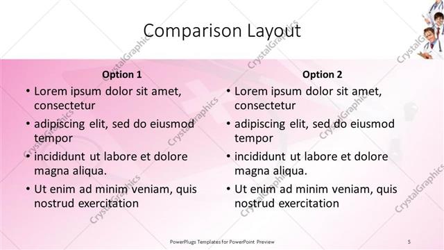 Comparison presentation slide layout