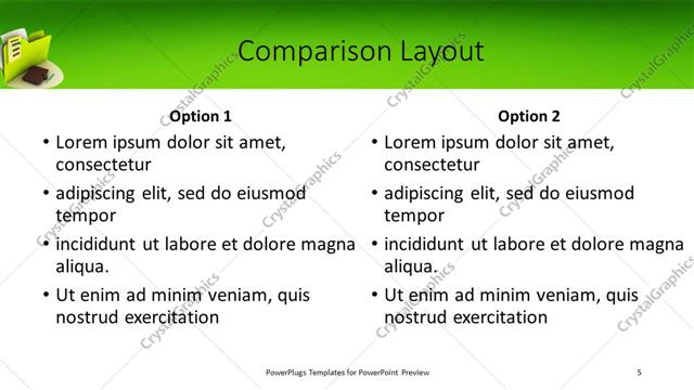 Comparison presentation slide layout