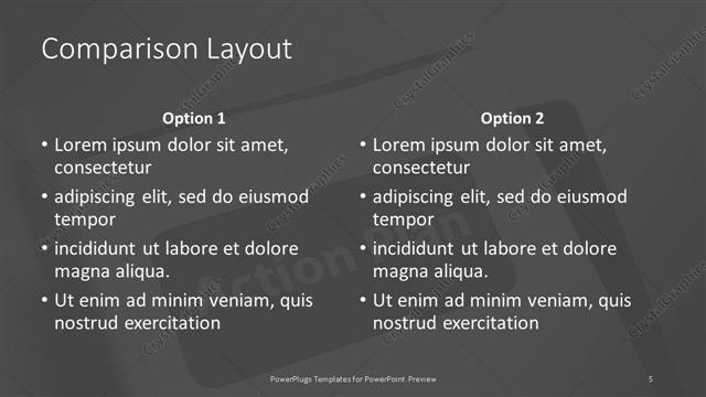 Comparison presentation slide layout