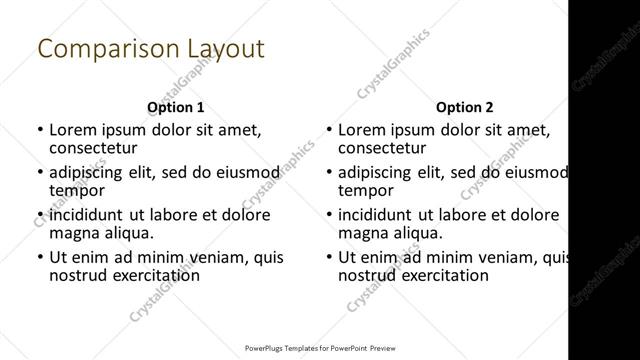 Comparison presentation slide layout