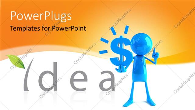  Presentation with dollar sign - The word idea with a person and a dollar sign