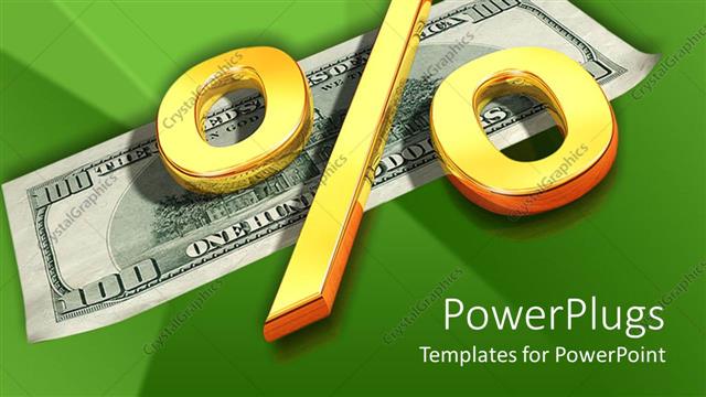  Presentation with percent - Dollar bill with a big gold colored % symbol on top