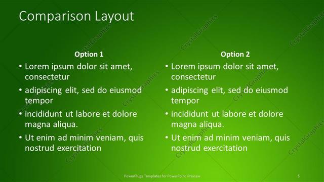 Comparison presentation slide layout
