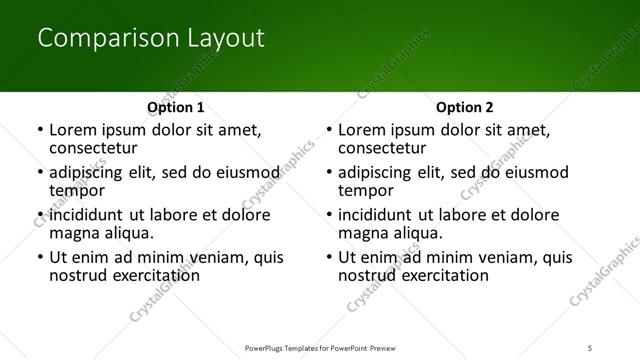 Comparison presentation slide layout