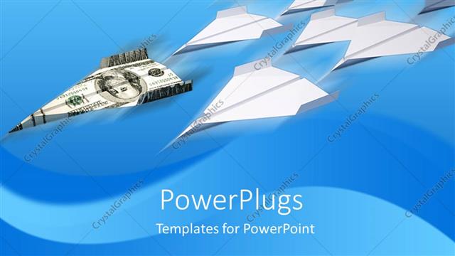  Presentation with paper - Dollar bill paper plane followed by many blank paper planes