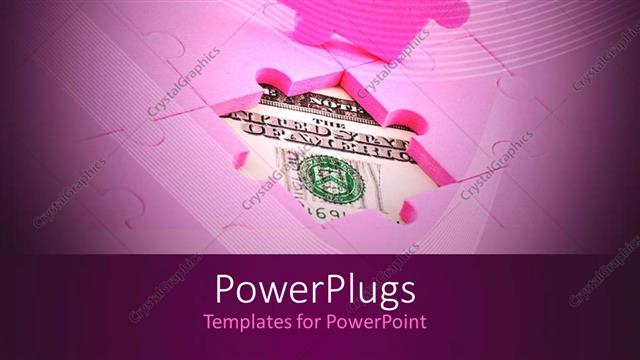  Presentation with business pink - A dollar bill showing from under an arranged pink puzzle
