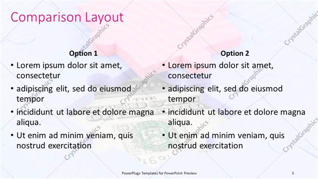 Comparison presentation slide layout