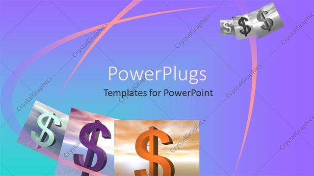  Presentation with dollar signs - Dollar bill signs with purple and blue background, economy, finance, money