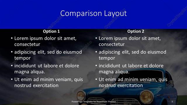 Comparison presentation slide layout