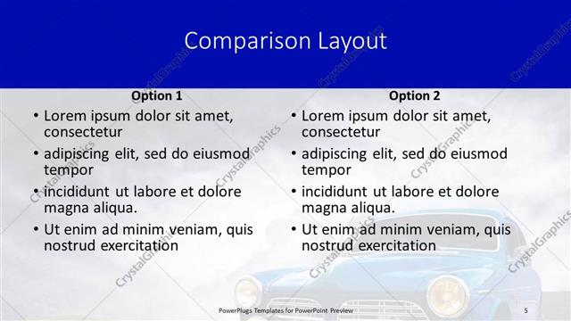 Comparison presentation slide layout