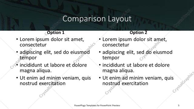 Comparison presentation slide layout