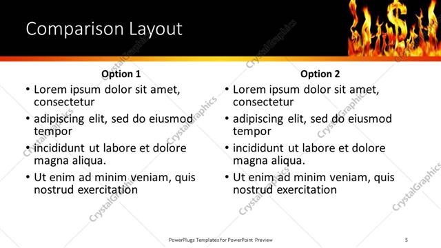 Comparison presentation slide layout
