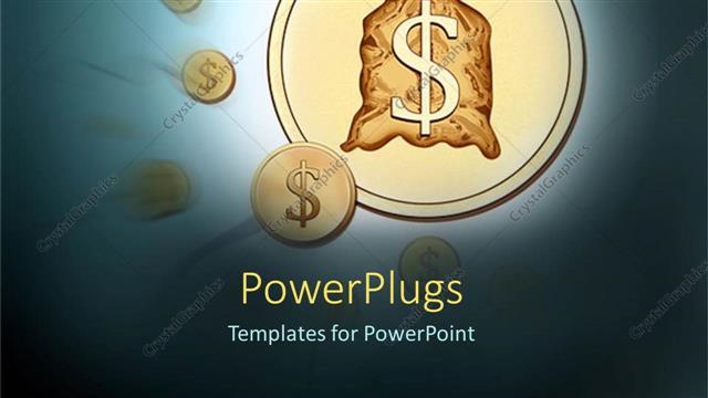  Presentation with investment money - Dollar coins with coin depicting sack of money with dollar sign on it