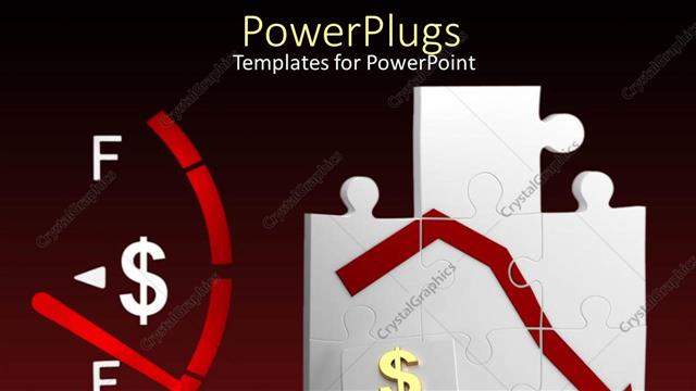  Presentation with loss - Dollar meter with dial?on empty indicator and chart showing financial loss