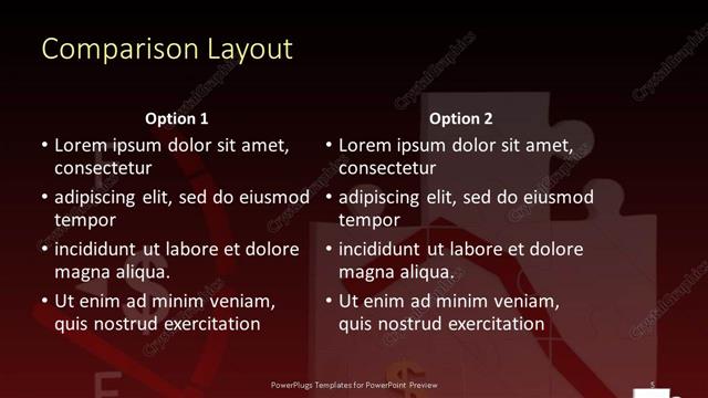 Comparison presentation slide layout