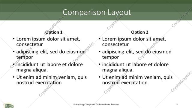 Comparison presentation slide layout