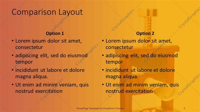 Comparison presentation slide layout