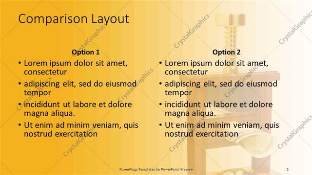 Comparison presentation slide layout