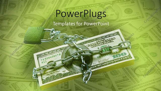  Presentation with stainless steel - A dollar note with a stainless steel chain with a number of notes in background