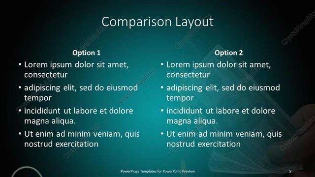 Comparison presentation slide layout