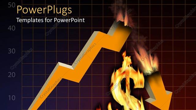  Presentation with financial crisis - A dollar sign being burnt with a graph in the background
