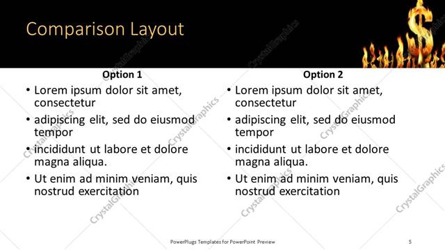 Comparison presentation slide layout
