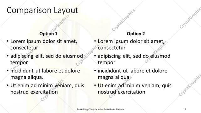 Comparison presentation slide layout