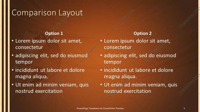 Comparison presentation slide layout