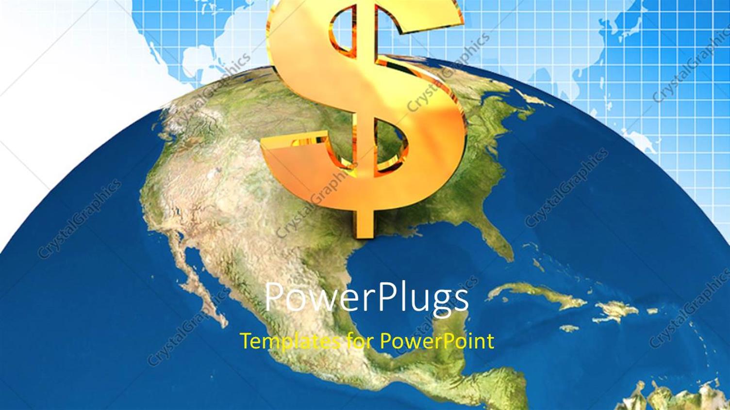 Featuring A Dollar Sign and the Globe with Boxes in the Background