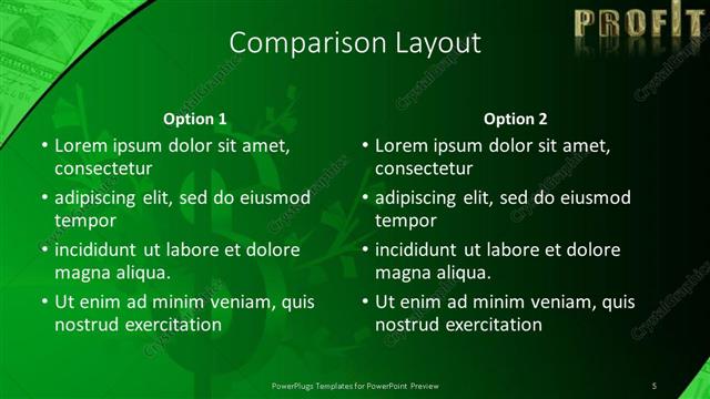 Comparison presentation slide layout