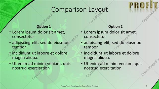 Comparison presentation slide layout