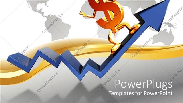  Presentation with growth - The dollar sign on the growth arrow