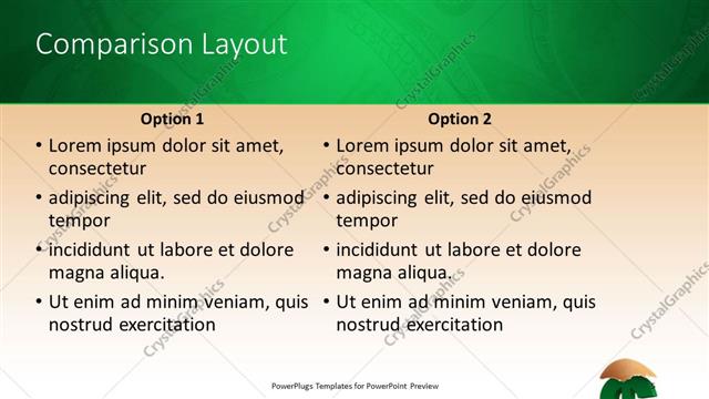 Comparison presentation slide layout