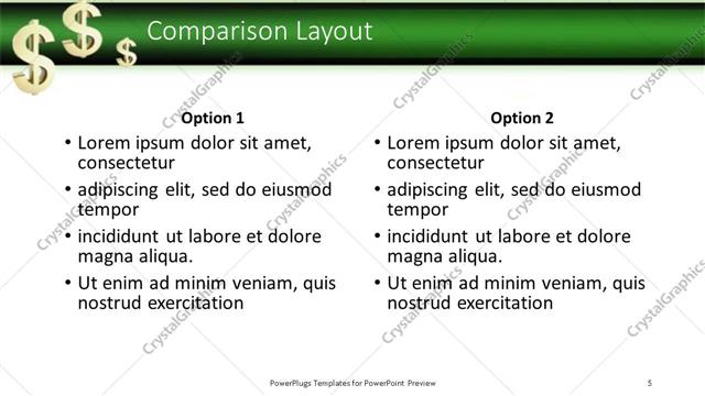 Comparison presentation slide layout