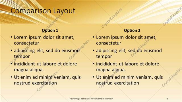 Comparison presentation slide layout