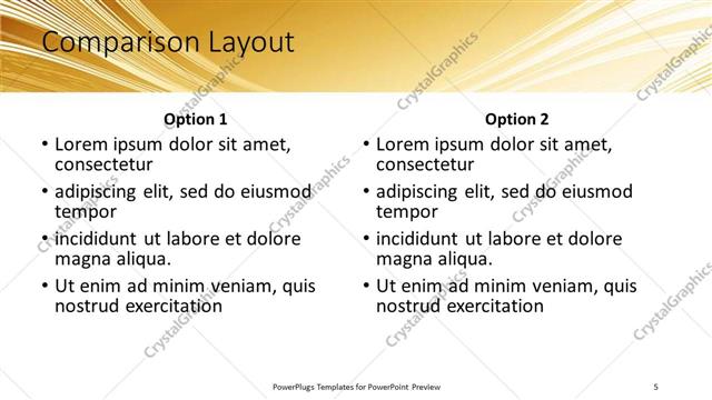 Comparison presentation slide layout